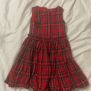 Crewcuts 5 red plaid dress holiday